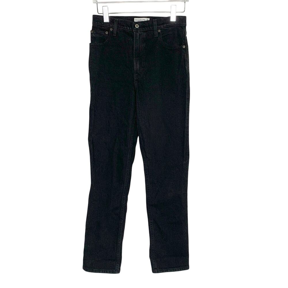 Abercrombie & Fitch The 90's Straight Ultra High Rise Jeans 6 Washed Black Denim